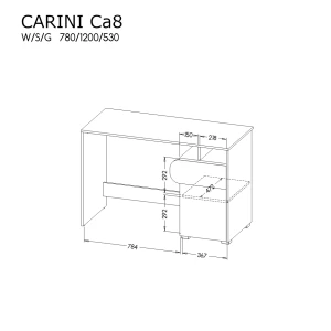 Psací stůl pro mládež Carini CA8 Dub Nash/bílá Brilliant/Grafit