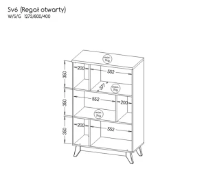 Regál 80 cm do obývacího pokoje Sven SV6 Nash Dub/Andersen Borovice