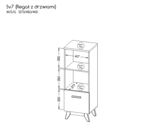 Regál 45 cm do obývacího pokoje Sven SV7 Nash Dub/Andersen Borovice