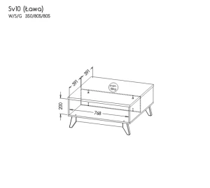 Konferenční stolek 80,5 cm Sven SV10 Nash dub/Andersen borovice