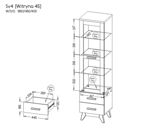 Vitrína Sven SV4 LED 45 cm Nash Dub/Andersen Borovice