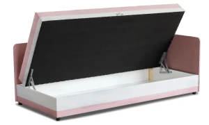 Jednolůžková postel s boxem Hirek 90x200 Růžová/Šedá
