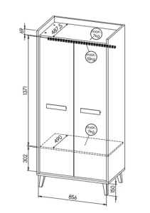Šatní skříň 90 cm do pokoje pro mládež Verso W1 Dub Riveria/bílá/antracitová