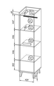 Šatní skříň 47,3 cm do pokoje pro mládež Verso W2 Dub Riveria/bílá/antracitová