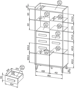 Šatní skříň s knihovnou 90 cm do pokoje pro mládež Verso W3 Dub Riveria/bílá/antracitová