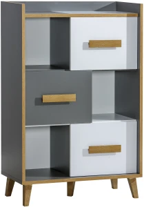 Regál se zásuvkami 90 cm do pokoje pro mládež Verso W5 Dub Riveria/bílá/antracit