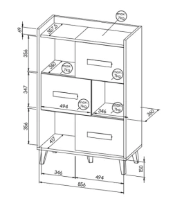 Regál se zásuvkami 90 cm do pokoje pro mládež Verso W5 Dub Riveria/bílá/antracit