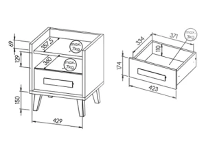Noční stolek pro mládež 120 cm Verso W11 Riveria dub/bílá/antracit