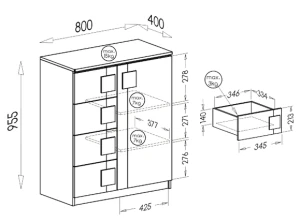 Komoda 80 cm Gumi G3 Bílá/Antracitová