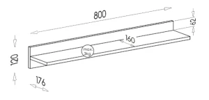Závěsná police 80 cm Gumi G5 Antracitový