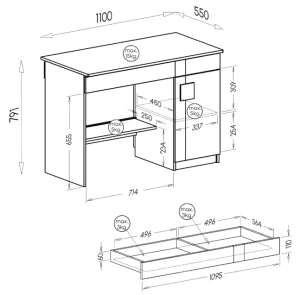 Kancelářský stůl 110 cm Gumi G6 Bílá/Antracitová