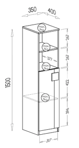 Regál 35 cm Gumi G10 Bílá/Antracitová