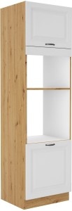 Komínová skříňka pro troubu a mikrovlnnou troubu STILO 60 DPM-210 2F bílá/dub Artisan kuchyně
