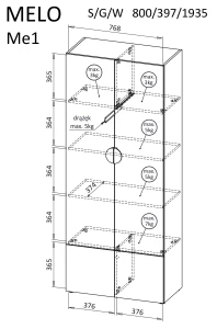 Šatní skříň Melo ME1 do ložnice kašmír