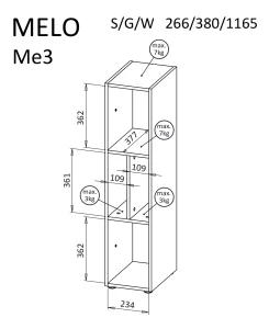Knihovna do ložnice a obývacího pokoje Melo ME3 Dub Artisan