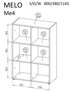 Knihovna do ložnice a obývacího pokoje Melo ME4 kašmír