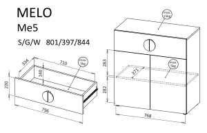 Komoda do ložnice a obývacího pokoje Melo ME5 dub kašmír Artisan