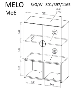 Komoda Melo ME6 Kašmír Antracitová do ložnice a obývacího pokoje
