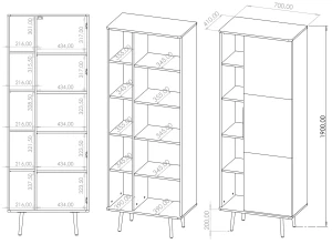Knihovna Pinelli PN-03 Černá grafitová/Captains Deck