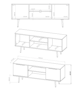 TV skříňka Pinelli PN-04 Černá grafitová/Captains Deck