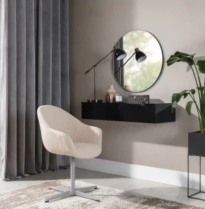 Toaletní stolek se zrcadlem do ložnice Navene NV-01/NV-02 Černý mat/černý lesk