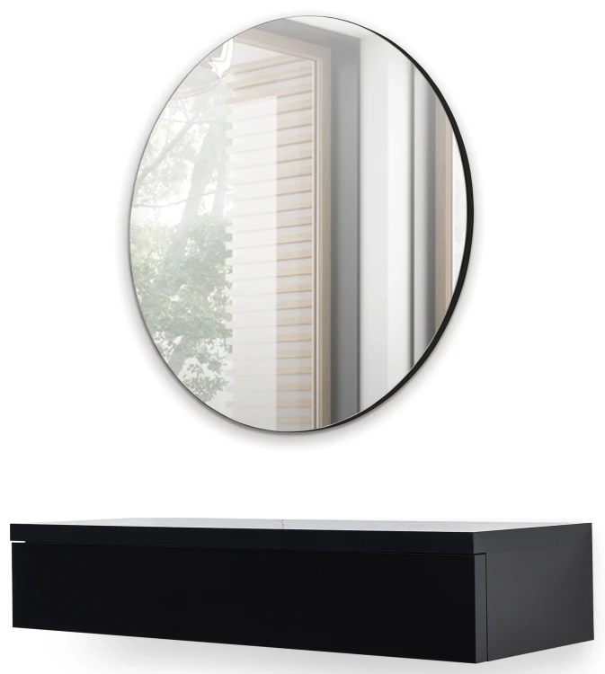 Toaletní stolek se zrcadlem do ložnice Navene NV-01/NV-02 Černý mat/černý lesk