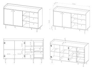 Komoda Vasina VS01 do obývacího pokoje se 3 zásuvkami Brandy Castello