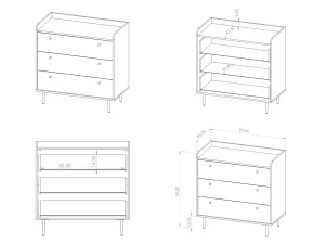 Komoda Vasina VS02 do obývacího pokoje se 3 zásuvkami Brandy Castello