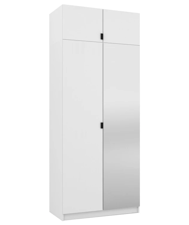 Zrcadlová šatní skříň s nástavcem 100 cm Foxen Bílá