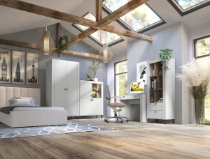 Šatní skříň do ložnice Mossa MO1 Bílý/dub whisky