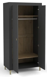 Šatní skříň do ložnice Mossa MO1 Černá/dub whisky