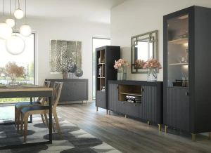 Vitrína Mossa MO3 Černá/dub whisky