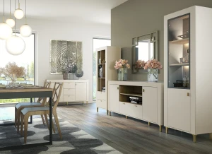 Vitrína Mossa MO3 Kašmír/dub whisky