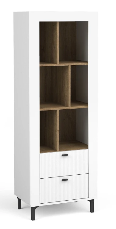 Knihovna Mossa MO4 Bílý/dub whisky