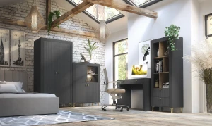 Knihovna Mossa MO4 Černá/dub whisky