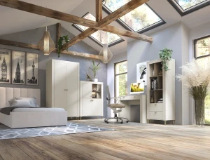 Knihovna Mossa MO4 Kašmír/dub whisky