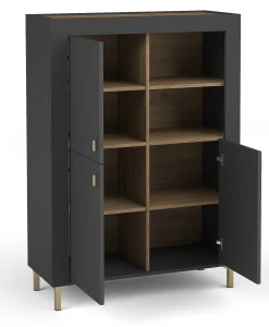 Komoda do obývacího pokoje Mossa MO5 Černá/dub whisky