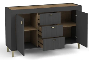 Komoda se zásuvkami do obývacího pokoje Mossa MO6 Černá/dub whisky