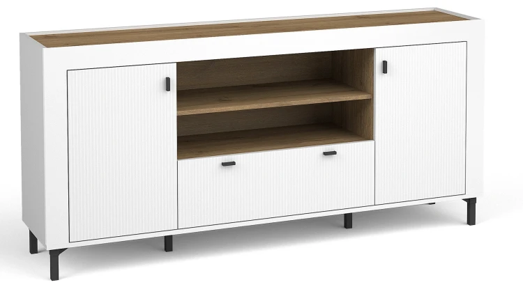 Komoda do obývacího pokoje Mossa MO7 Bílý/dub whisky