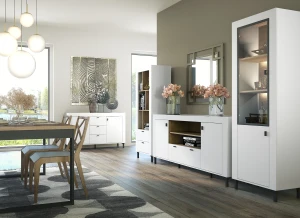 Komoda do obývacího pokoje Mossa MO7 Bílý/dub whisky