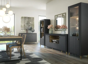 Komoda do obývacího pokoje Mossa MO7 Černá/dub whisky