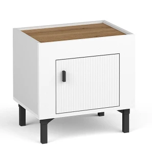 Noční stolek do ložnice Mossa MO11 Bílý/dub whisky