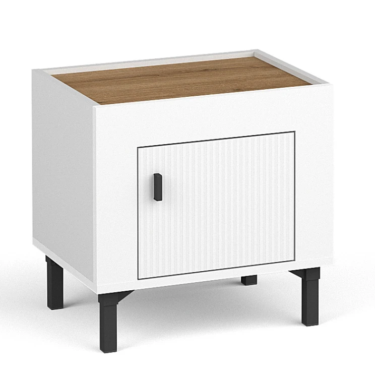 Noční stolek do ložnice Mossa MO11 Bílý/dub whisky