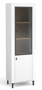 Vitrína do obývacího pokoje s LED Mossa MO3 Bílý/dub whisky