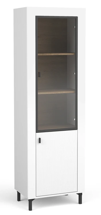 Vitrína do obývacího pokoje s LED Mossa MO3 Bílý/dub whisky