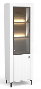 Vitrína do obývacího pokoje s LED Mossa MO3 Bílý/dub whisky