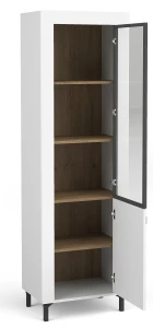 Vitrína do obývacího pokoje s LED Mossa MO3 Bílý/dub whisky