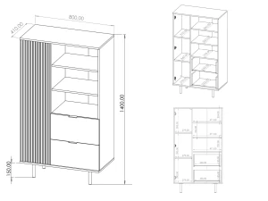 Knihovna do obývacího pokoje Nubia R1D2SZ Černá matná
