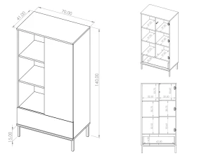 Knihovna do obývacího pokoje Querty Bílá