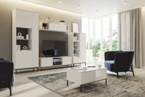 Knihovna do obývacího pokoje Querty Bílá